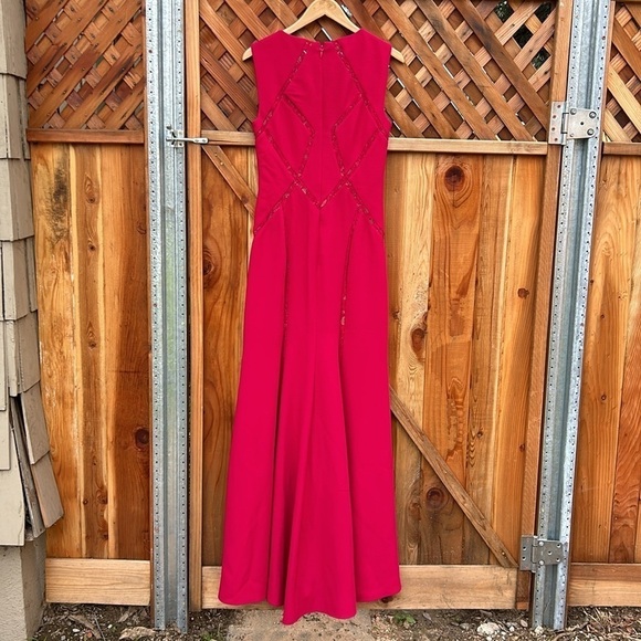 BCBGMAXAZRIA Alesia Nude Tulle Insert Gown Maxi Length Prom or Formal Sz 4 - Picture 7 of 11